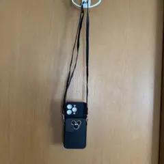 ミッキーマウス スマホショルダーバッグ ブラック