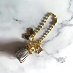 グレー フリンジ リボン チャーム