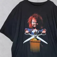 US公式 CHUCKY チャッキー ホラー ムービー 映画 Tシャツ ブラック