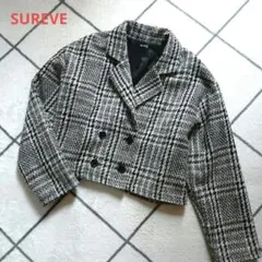 SUREVE　チェック柄ブレストダブルジャケット　ショート丈