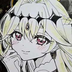 キュアアルカナシャドウ ファンアート 手描きイラスト ペン画 アナログ