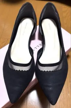 【25㎝】ジェリービーンズ サイドオープン フラット パンプス ブラック