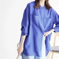ROPÉ PICNIC バンドカラーポケットシアーシャツ