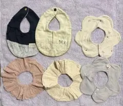 ベビー スタイ 6枚 まとめ売り 360度スタイ 花型 フリル おしゃれ