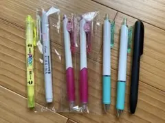 蛍光ペン、シャープペン、ボールペンの7本セット