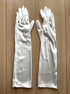 ウェディンググローブ 肘下サテン オフホワイト約40cm
