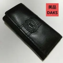 美品 DAKS ダックス キーケース レザー 本革 中チェック柄 ブラックのサムネイル