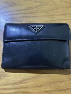 PRADA オールレザー 三つ折り財布 三角ロゴ ブラック プラダ イタリア製