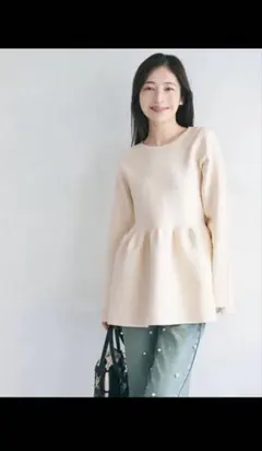 coca レディース フレアニット スポンディッシュ ペプラム アイボリー