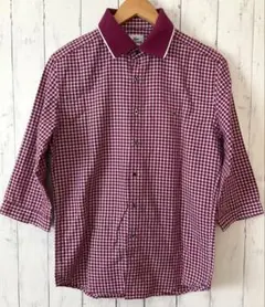 LACOSTE ラコステ　 赤と白のチェック 七分丈　シャツ 中古　綿