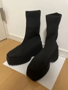 【靴底汚れあり】SHEIN ソックスブーツ 黒 厚底 23.5cm