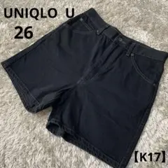 美品❤️UNIQLO U＊ブラックデニムショートパンツ＊26 W66cm