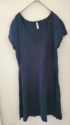 xhilaration ネイビー Vネック 半袖ワンピース【L】シンプル