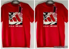 【２点セット】アディダス Tシャツ 半袖 カモ グラフィック キッズ 160 赤