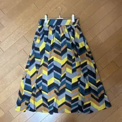 SpRay幾何学フレアスカート マスタード （古着）