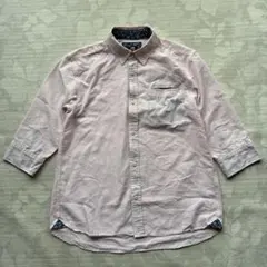 BEAMS HEART リネン混 七分袖シャツ ピンク L 花柄