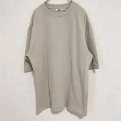 ユニクロユー エアリズムコットンオーバーサイズTシャツ（5分袖）ライトグレー