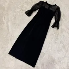 SALON by Chico 限定　配色シアーマーメイドタイトワンピース　黒　F