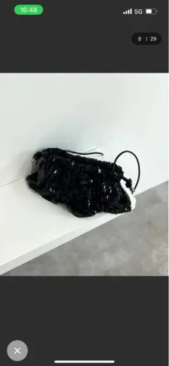 Casselini フリルデザイン パーティーバッグ 黒