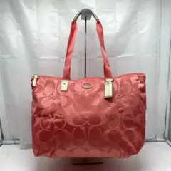 【mh/11.15/5】COACH コーチ シグネチャー トートバッグ ピンク