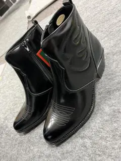 ブラックレザーウエスタンブーツ