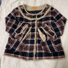 ネイビーレッド チェックコート