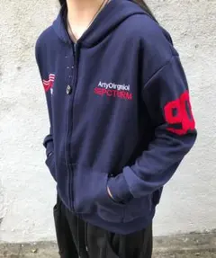 ネイビー ジップアップパーカー