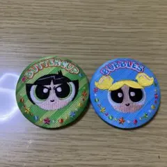 パワーパフガールズ刺繍缶バッチ　バターカップ・バブルスセット