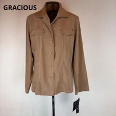 ★GRACIOUS★M〜 L★濃ベージュスエード風ジャケット★新品タグ付★重宝★