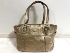 【美品】COACH トートバッグ パーカー メタリックゴールド F13722