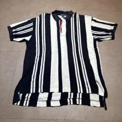 Nautica ポロシャツ　半袖　ストライプ　ビンテージ 90s 白　紺　L