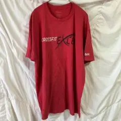 リーボック 半角Tシャツ クルーネック プリント XL レッド カジュアル