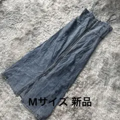 部分肌見せケミカルブルーウォッシュデニムロングキャミワンピースM新品