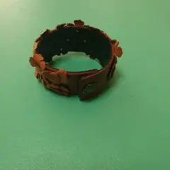 レザー製花装飾バングル