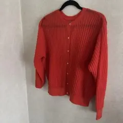 レッド 長袖 カーディガン