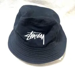 美品 STUSSY ステューシー バケットハット 黒 L / XL ロゴ刺繍