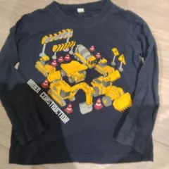 建設機械デザイン Tシャツ 100cm ネイビーのサムネイル