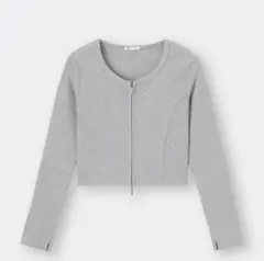 gu ジーユー リブダブルジップカーディガン L