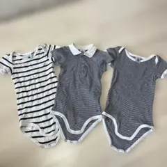 PETIT BATEAU ストライプロンパース 12m 3枚セット