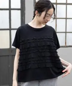 niko and... フリルメッシュフレンチプルオーバー ブラック L