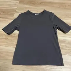GU グレー 五分袖 Tシャツ リブ素材