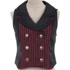 axes femme kawaii 切り替えベスト ブラック ボルドー レッド