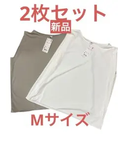 ユニクロ　クレープジャージーT ノースリーブ　オフホワイト　ベージュ　M