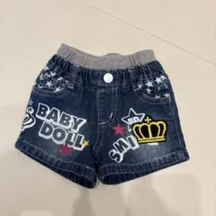BABY DOLL 刺繍入りデニムハーフパンツ