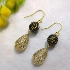 ハンドメイドピアス　1499　　　　　　アンティーク調ビーズ