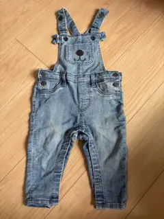 美品❣️デニムオーバーオール クマ刺繍 約80cm