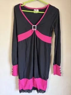 SLY バックル付裾レースバイカラー切替ワンピ　F