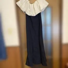 バイカラー フリル ロング タイトスカート
