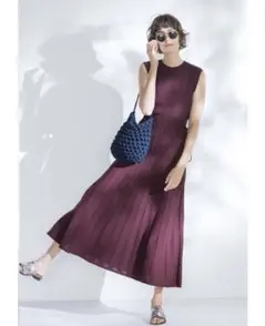 【Mila Owen】ミラオーウェン プリーツロングニットワンピース