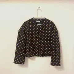 RED VALENTINO ノーカラージャケット 黒/オレンジ 極美品 RED VALENTINO ノーカラージャケット 42 【公式通販】